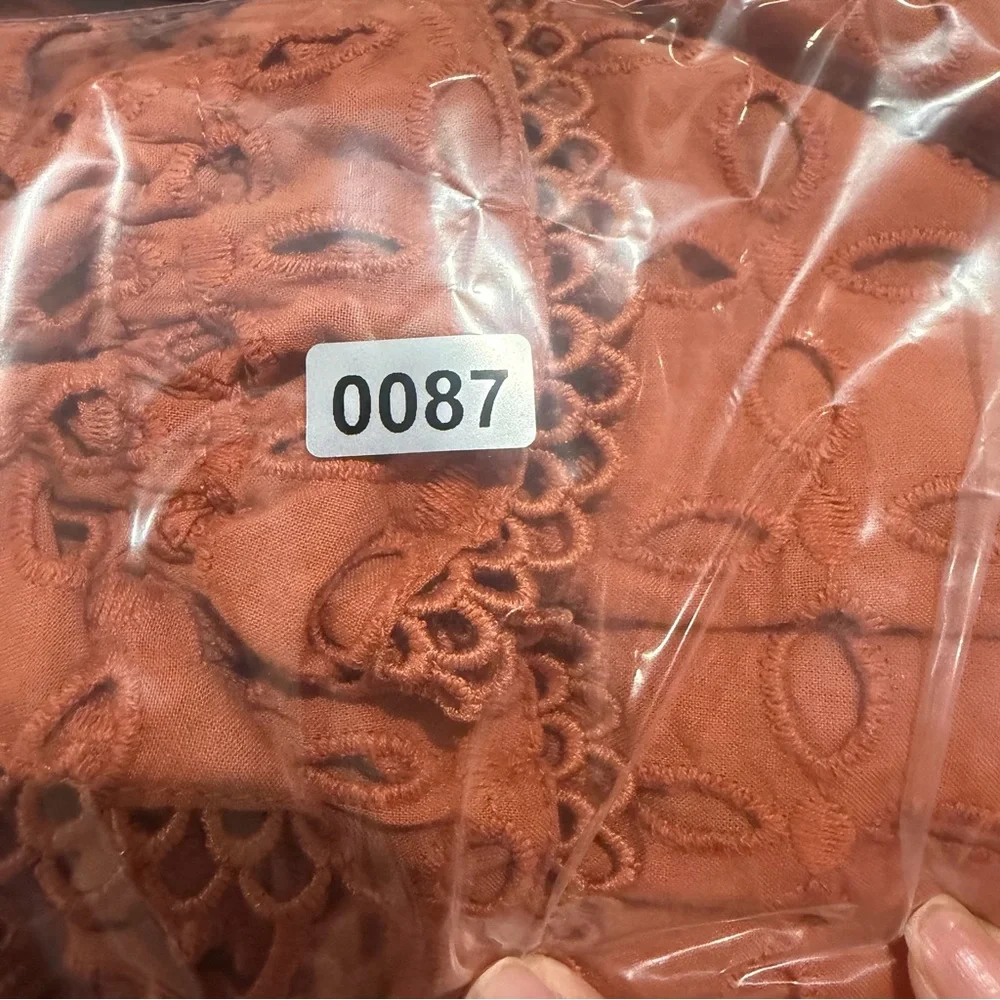 Ryegrass Ladies Sierra Burn Orange Eyelet Lace Off Shoulder Peasant Blouse- XS - Picture 9 of 9
